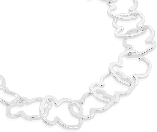 TOUS Sterling Silver Bracelet for Women with Bear Motif in Carousel 1.2 cm, Length 19 cm, Classic and Elegant, Carousel Collection