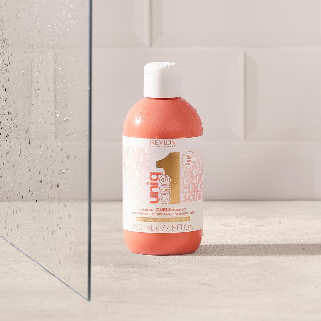 REVLON PROFESSIONAL UniqOne All in One Curls, Nourishing Shampoo for Curls, Moisturizes and Defines Curly or Wavy Hair, Hair Care with Anti-Frizz Effect and Vegan Formula, 230 ml