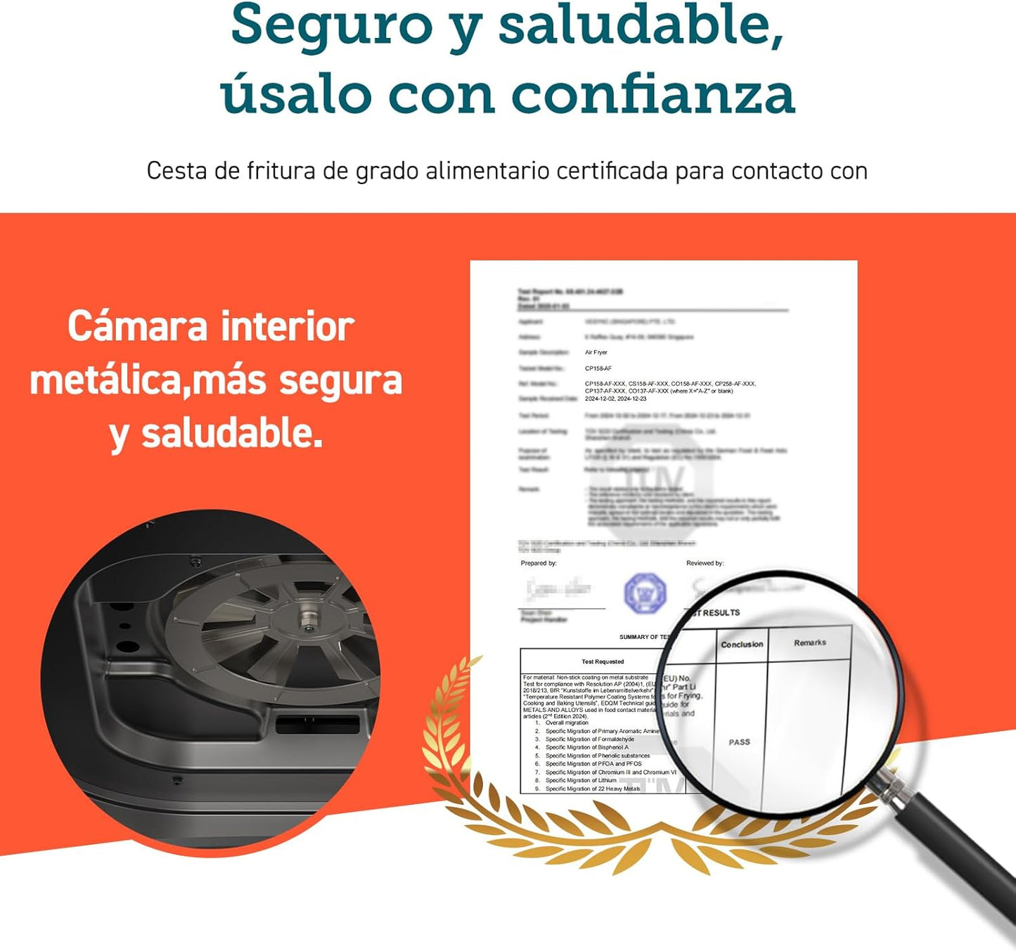 Cosori Air Fryer 5.7L Real Metallic Interior, Air Fryer Anti-Rust Design, Uniform Heating Technology, 40 Recipes, Fat Reduction for Healthy Living, Energy Efficiency, 1700W