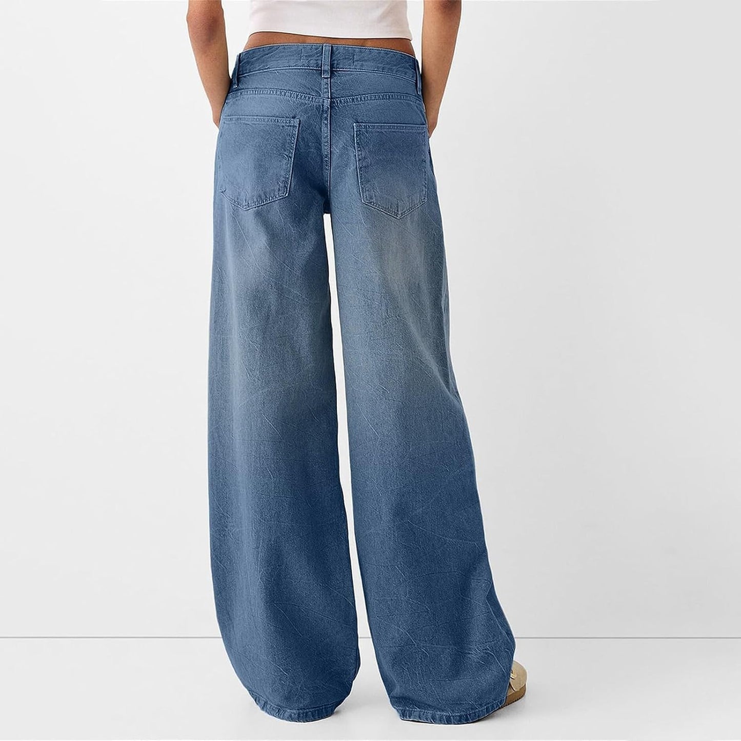 Baggy Jeans for Women High Waisted Pants High Waist Wide Leg Straight Jeans Loose Comfy Pants Elastic Baggy Boyfriend Pants with Pockets for Daily Use