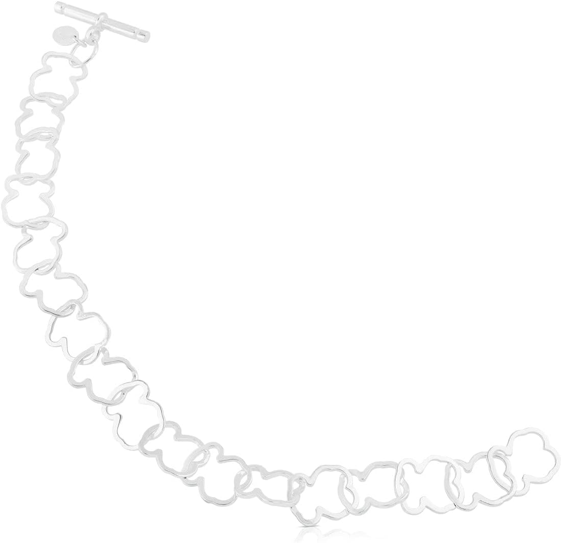 TOUS Sterling Silver Bracelet for Women with Bear Motif in Carousel 1.2 cm, Length 19 cm, Classic and Elegant, Carousel Collection