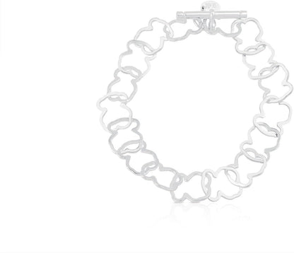 TOUS Sterling Silver Bracelet for Women with Bear Motif in Carousel 1.2 cm, Length 19 cm, Classic and Elegant, Carousel Collection