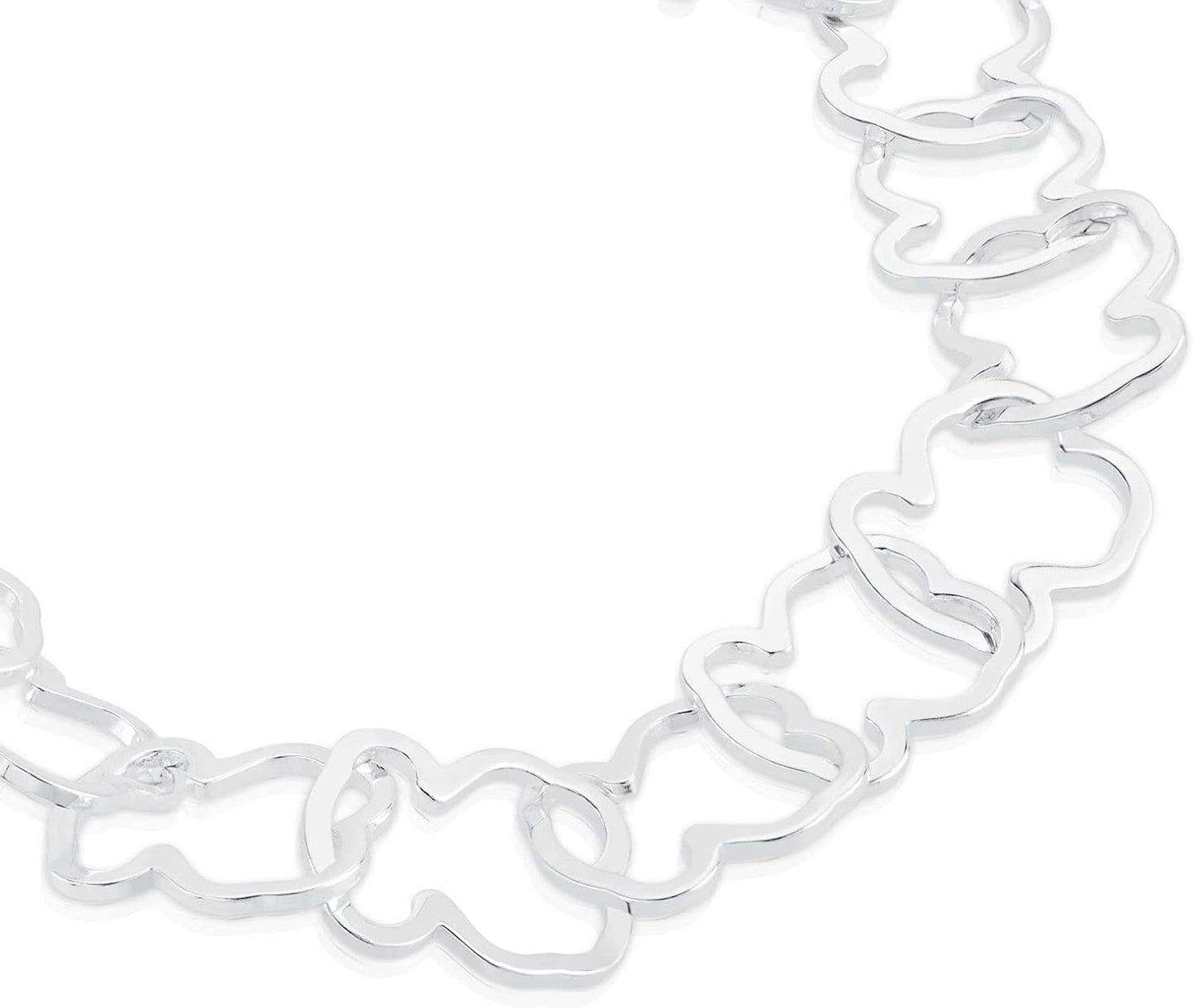 TOUS Sterling Silver Bracelet for Women with Bear Motif in Carousel 1.2 cm, Length 19 cm, Classic and Elegant, Carousel Collection