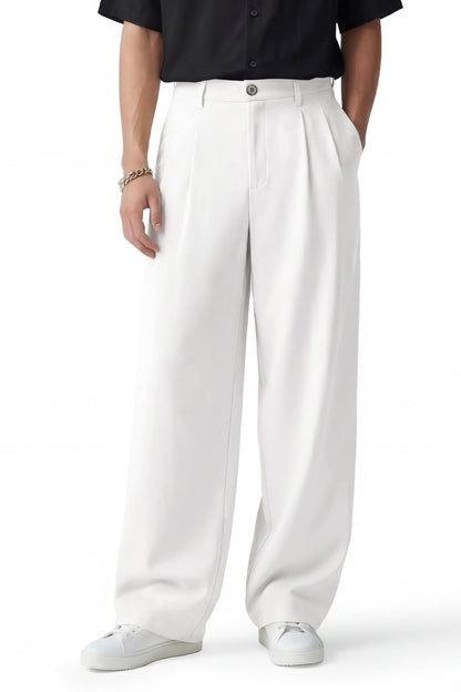 Heyfanee Men's Wide Chino Pants Casual Dress Pants for Men Elastic Waist