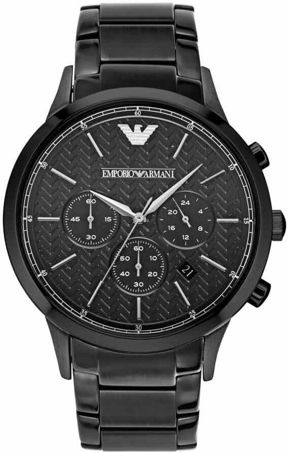 Emporio Armani Reloj Hombre, Movimiento Cronógrafo con 3 subesferas y Caja de 43mm con Correa de Acero, Piel o Silicona