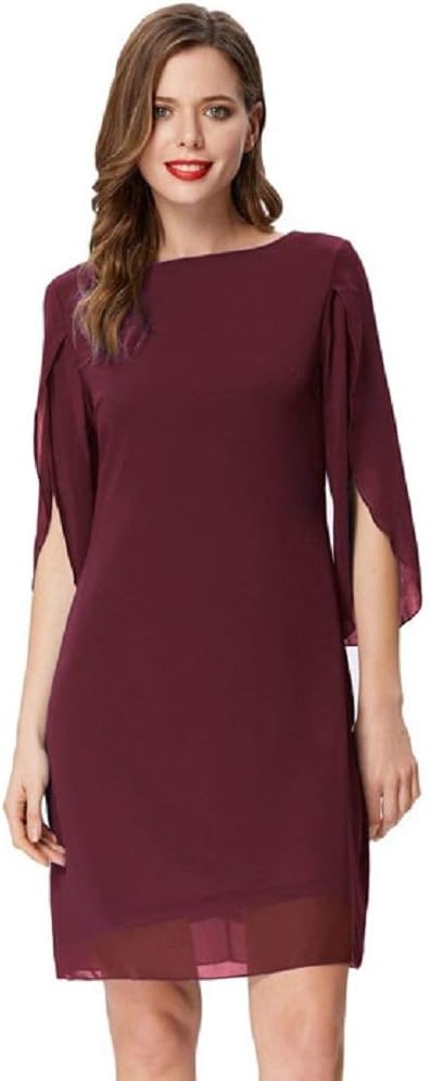 GRACE KARIN Women's Elegant Dress Chiffon Short Sleeve Casual Chiffon Top Round Neck