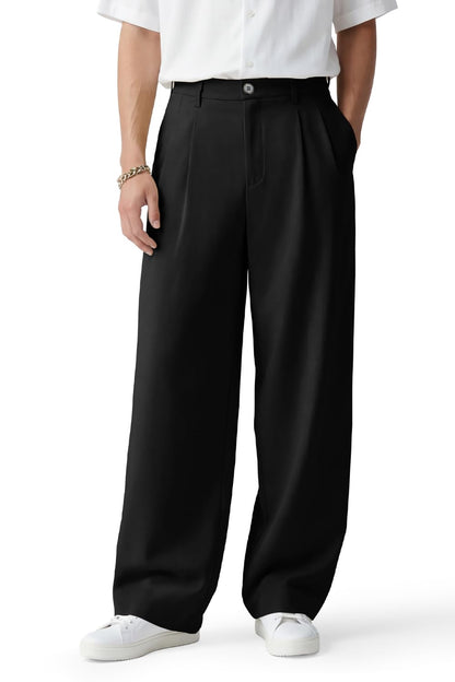 Heyfanee Men's Wide Chino Pants Casual Dress Pants for Men Elastic Waist
