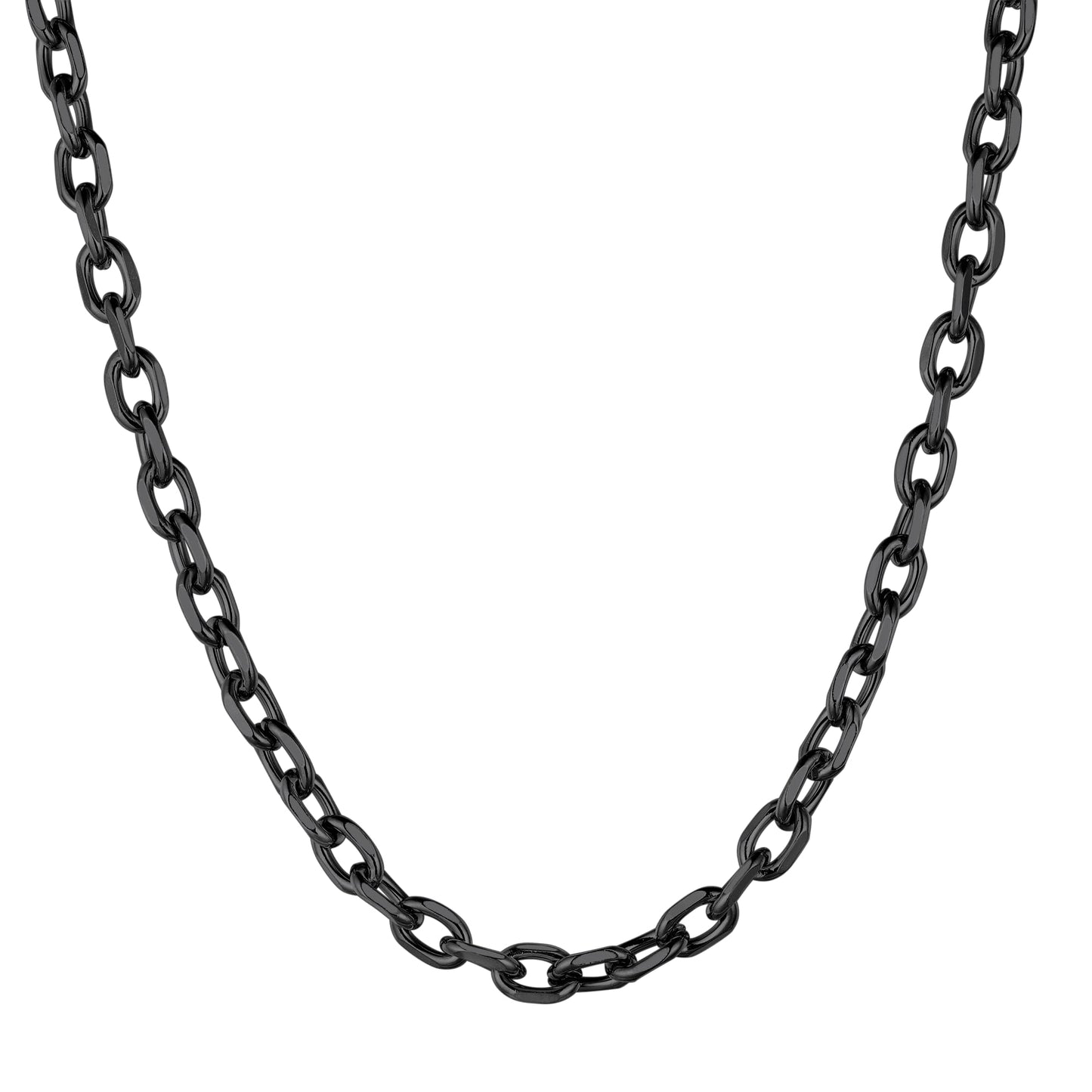 ChainsHouse Rolo Necklace for Women Men, 3-5-7-9-12 mm Wide, 46 cm - 76 cm Long [Platinum/Gold/Black], Jewellery Box Included