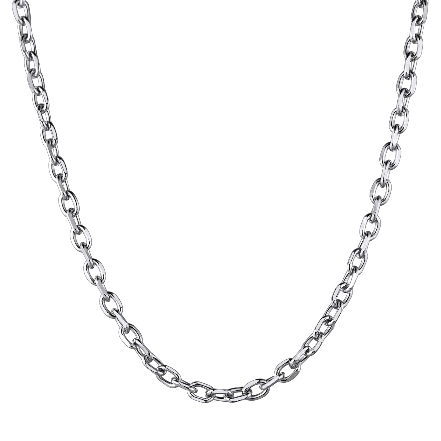 ChainsHouse Rolo Necklace for Women Men, 3-5-7-9-12 mm Wide, 46 cm - 76 cm Long [Platinum/Gold/Black], Jewellery Box Included