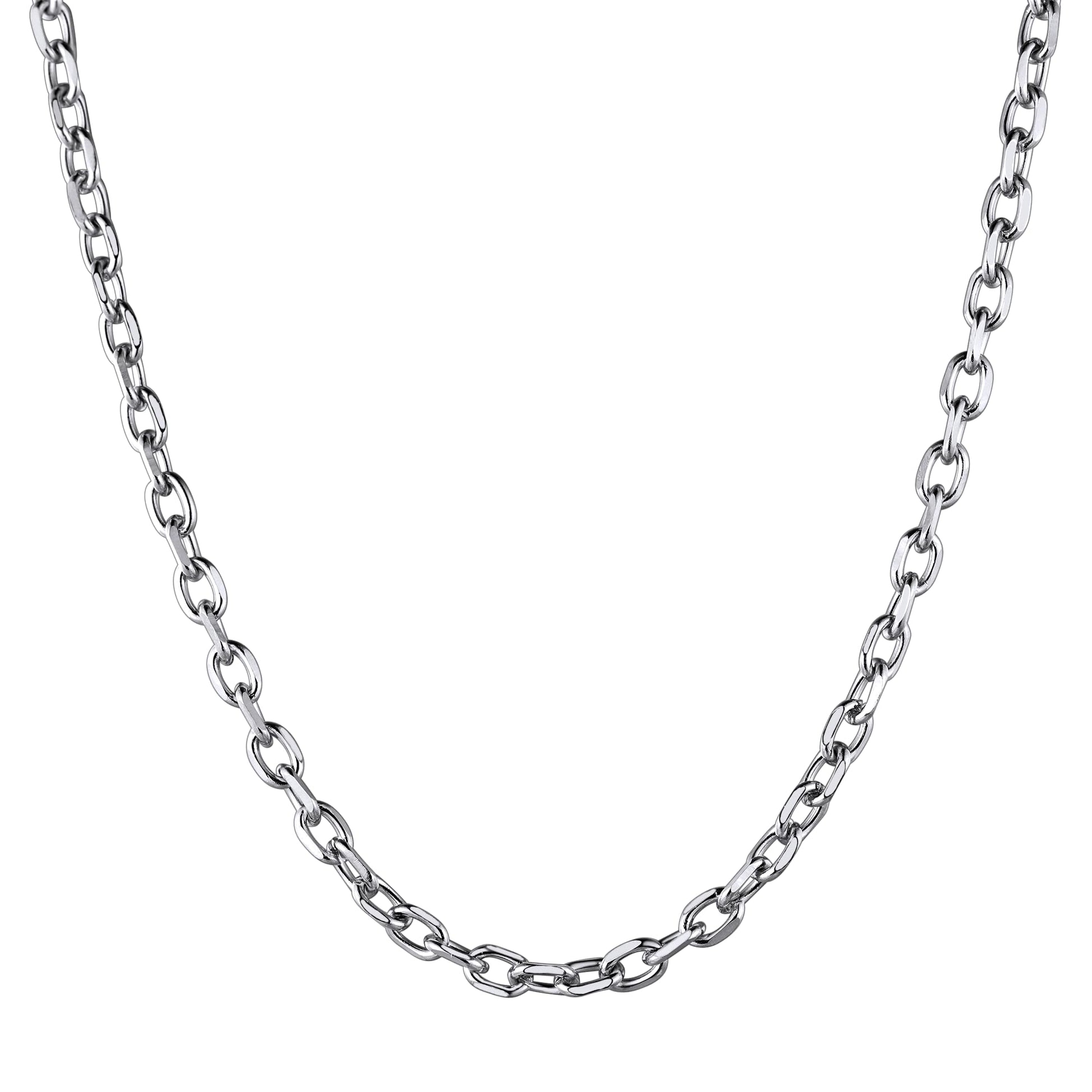 ChainsHouse Rolo Necklace for Women Men, 3-5-7-9-12 mm Wide, 46 cm - 76 cm Long [Platinum/Gold/Black], Jewellery Box Included