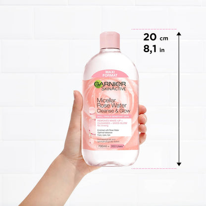 Garnier Skin Active Micellar Water with Rose Water for Off and Sensitive Skin, Make-up, Cleanses and Brightens, 700 ml