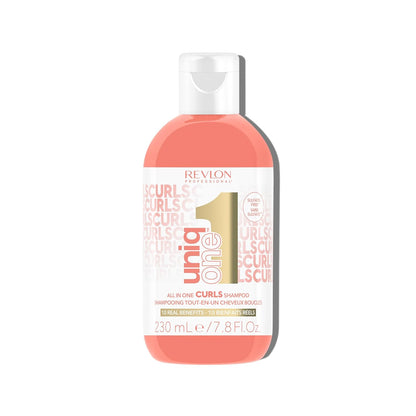 REVLON PROFESSIONAL UniqOne All in One Curls, Nourishing Shampoo for Curls, Moisturizes and Defines Curly or Wavy Hair, Hair Care with Anti-Frizz Effect and Vegan Formula, 230 ml