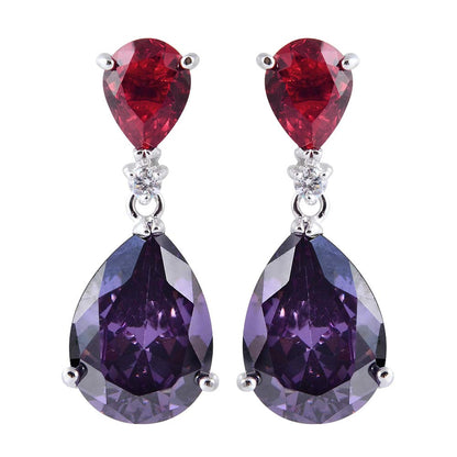 [RIZILIA CELEBOX] Teardrop Earrings Long Piercing Earrings with Pear Cut Gemstones CZ in 18K White Gold Plated, Celebrity Inspired by Angelina Jolie