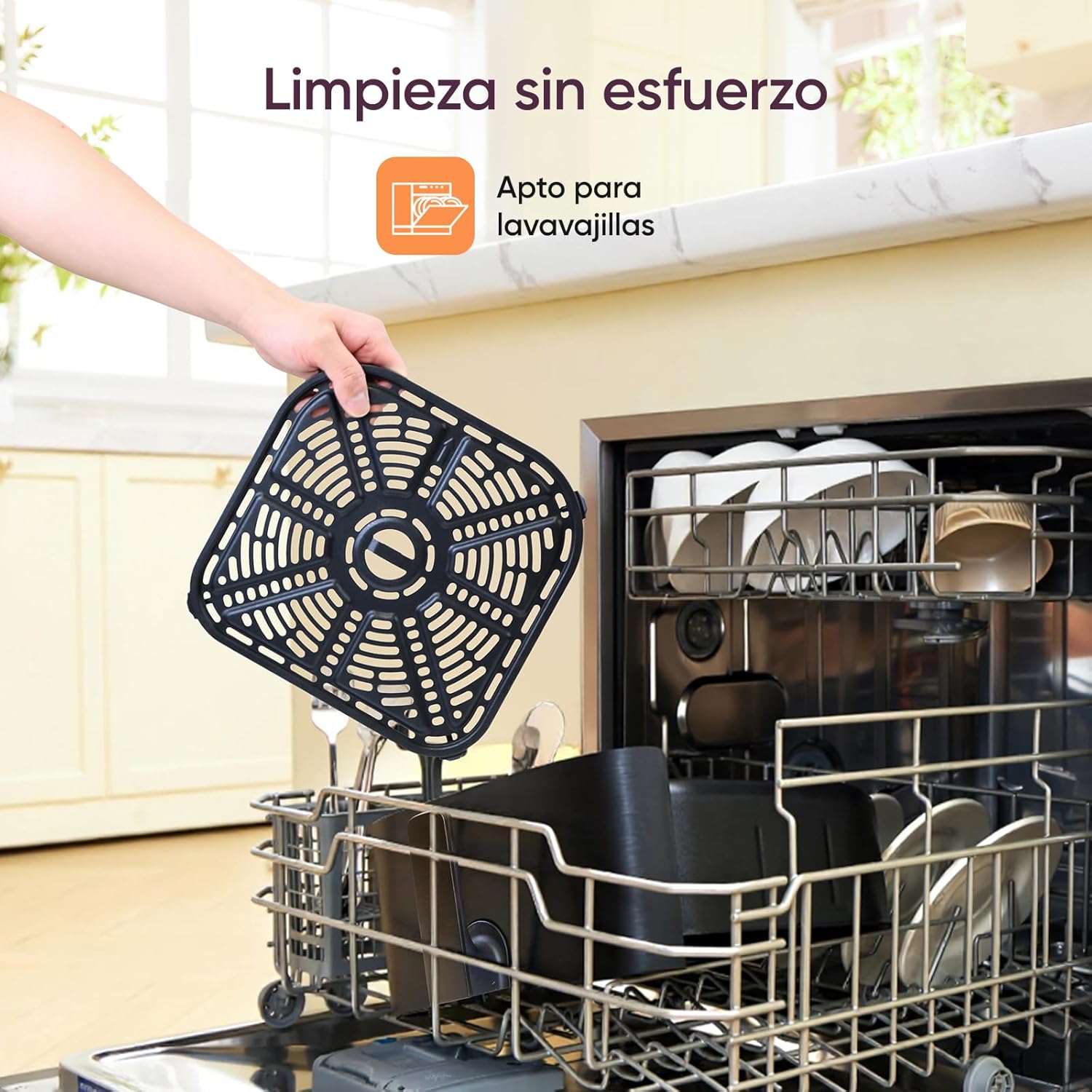 Cosori Air Fryer 5.7L Real Metallic Interior, Air Fryer Anti-Rust Design, Uniform Heating Technology, 40 Recipes, Fat Reduction for Healthy Living, Energy Efficiency, 1700W