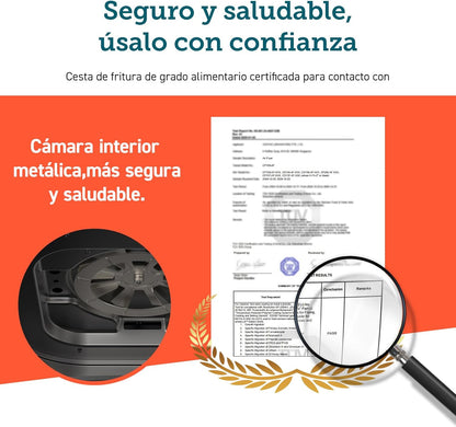 Cosori Air Fryer 5.7L Real Metallic Interior, Air Fryer Anti-Rust Design, Uniform Heating Technology, 40 Recipes, Fat Reduction for Healthy Living, Energy Efficiency, 1700W