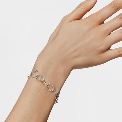 TOUS Sterling Silver Bracelet for Women with Bear Motif in Carousel 1.2 cm, Length 19 cm, Classic and Elegant, Carousel Collection