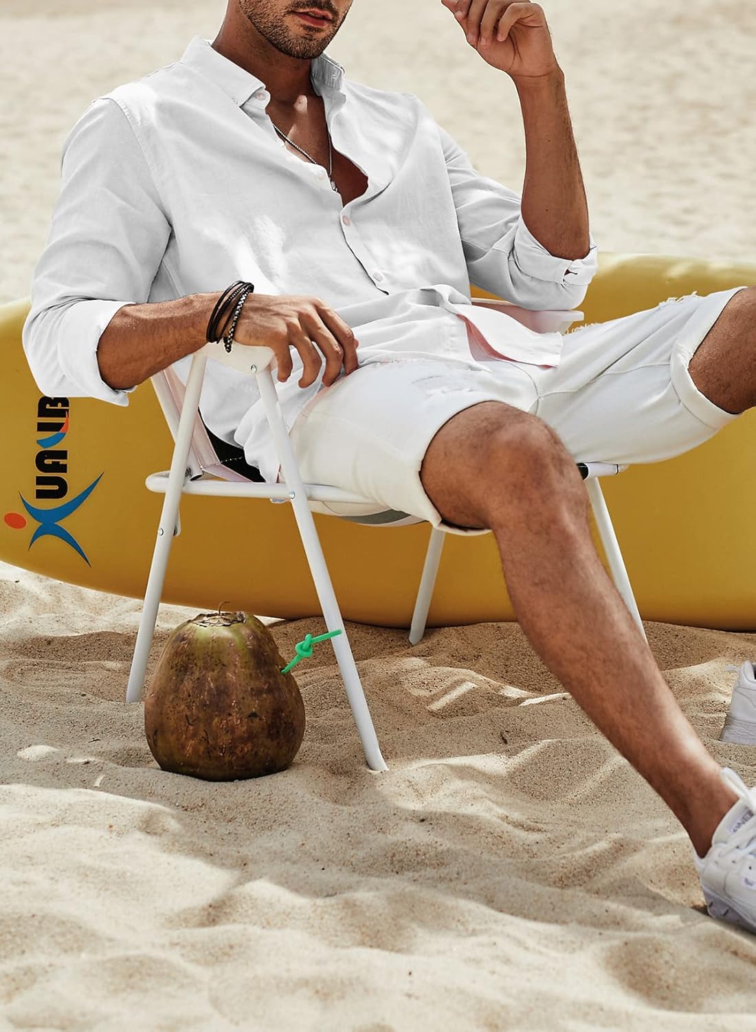 Men's Linen Shirt Long Sleeve Casual Summer Shirts Loose Leisure Solid Color Button Down Shirt Top