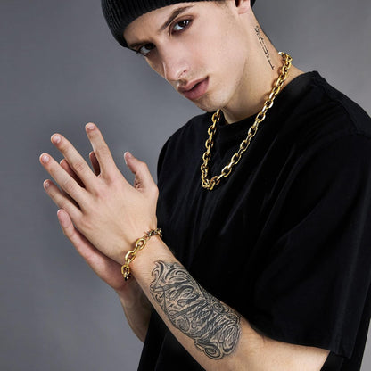 ChainsHouse Rolo Necklace for Women Men, 3-5-7-9-12 mm Wide, 46 cm - 76 cm Long [Platinum/Gold/Black], Jewellery Box Included