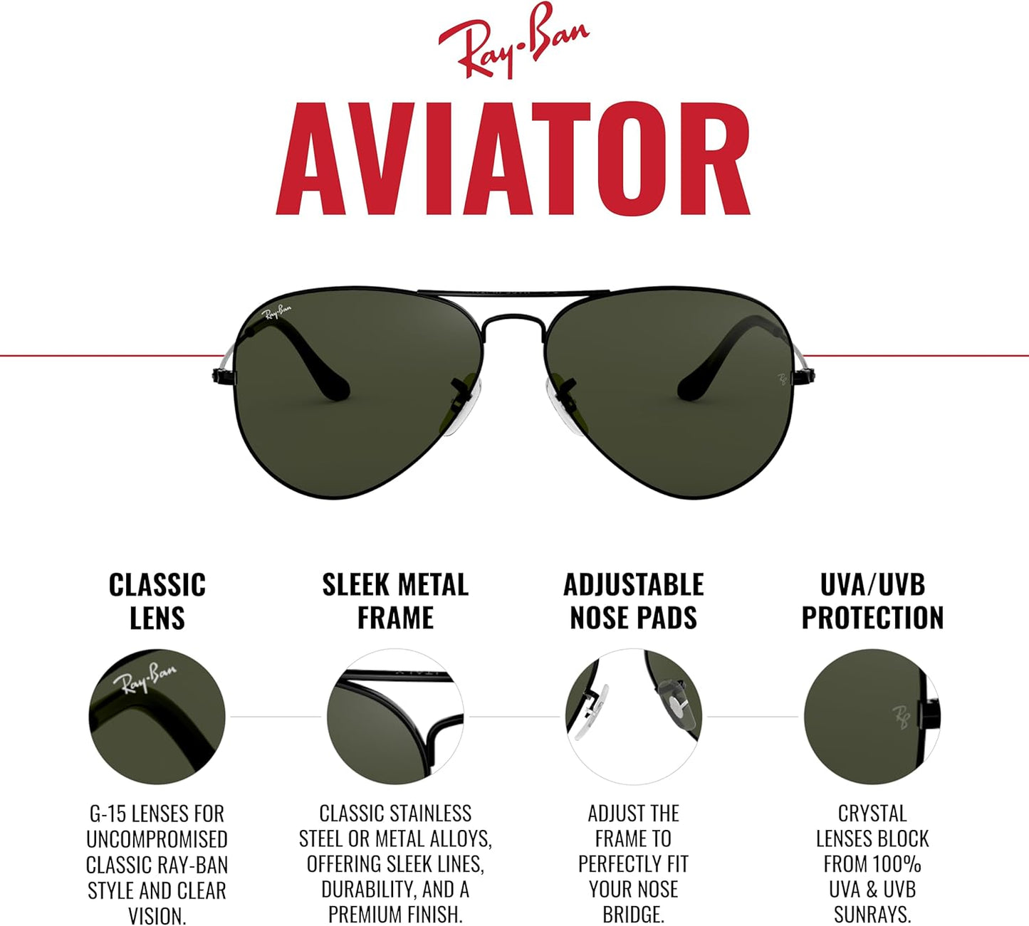Ray-Ban Aviator Sunglasses Men (Pack of 1)