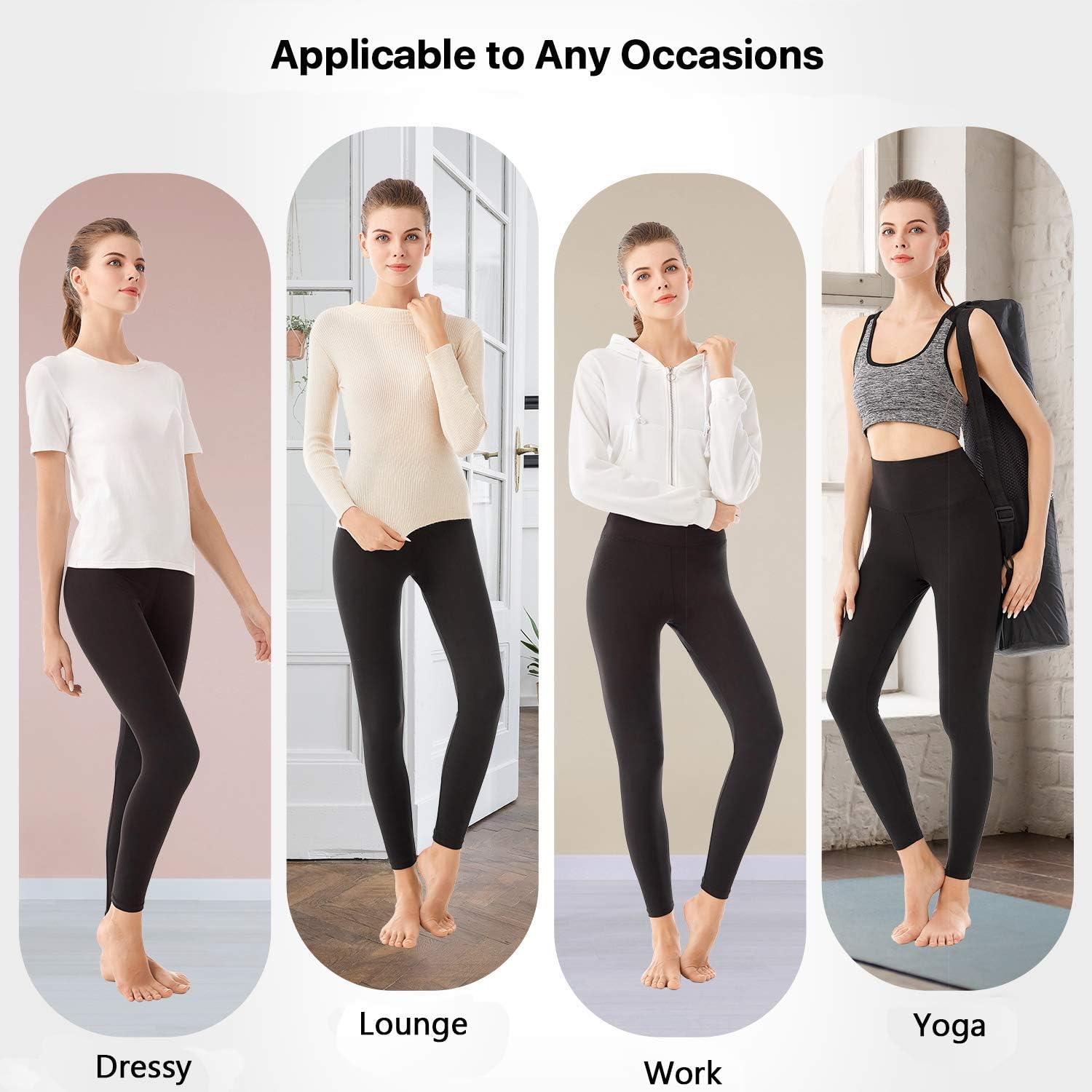 SINOPHANT Women's High Waist Sports Leggings, Opaque Tummy Control Leggings, Elastic Leggings, Women's Dress Leggings, Buttery Soft