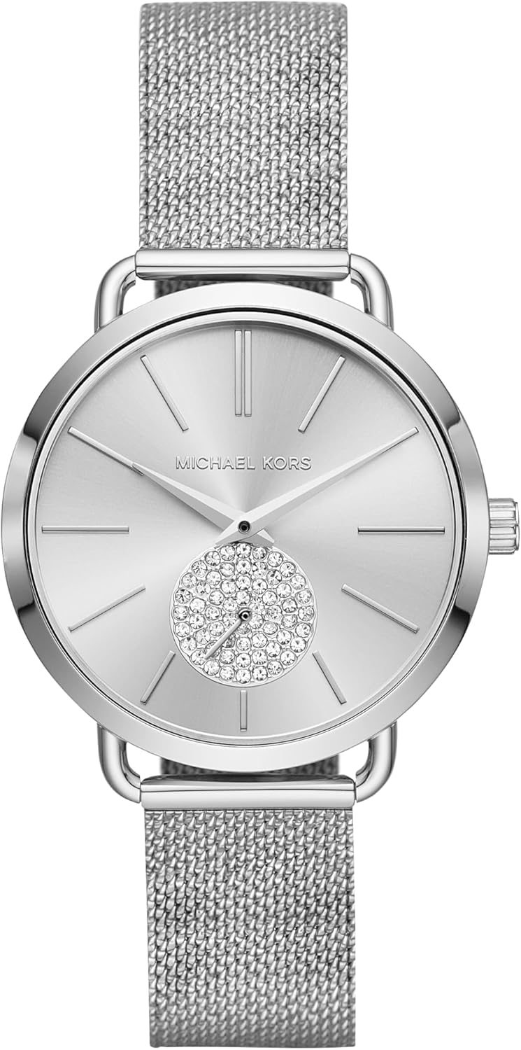 Michael Kors Reloj Portia para Mujer, Movimiento multifunción de Cuarzo con Correa de Acero Inoxidable