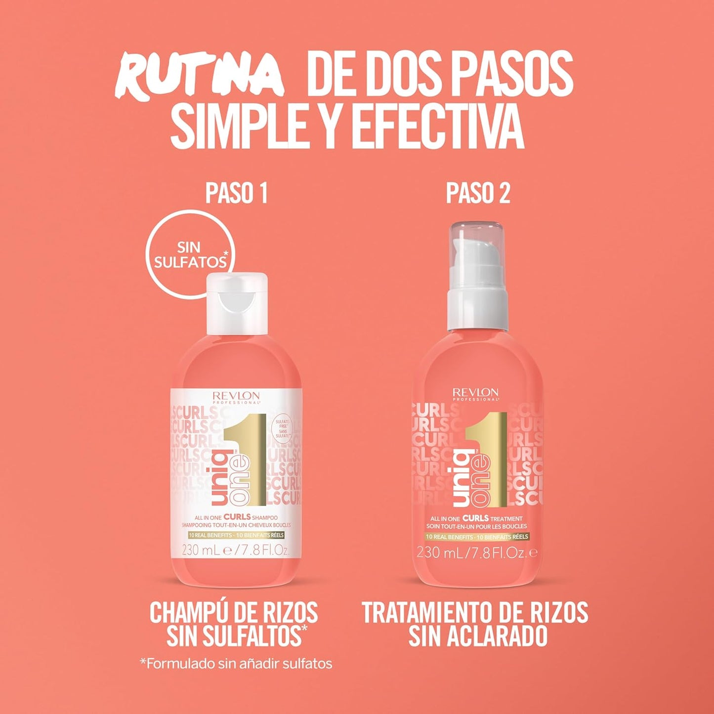 REVLON PROFESSIONAL UniqOne All in One Curls, Nourishing Shampoo for Curls, Moisturizes and Defines Curly or Wavy Hair, Hair Care with Anti-Frizz Effect and Vegan Formula, 230 ml