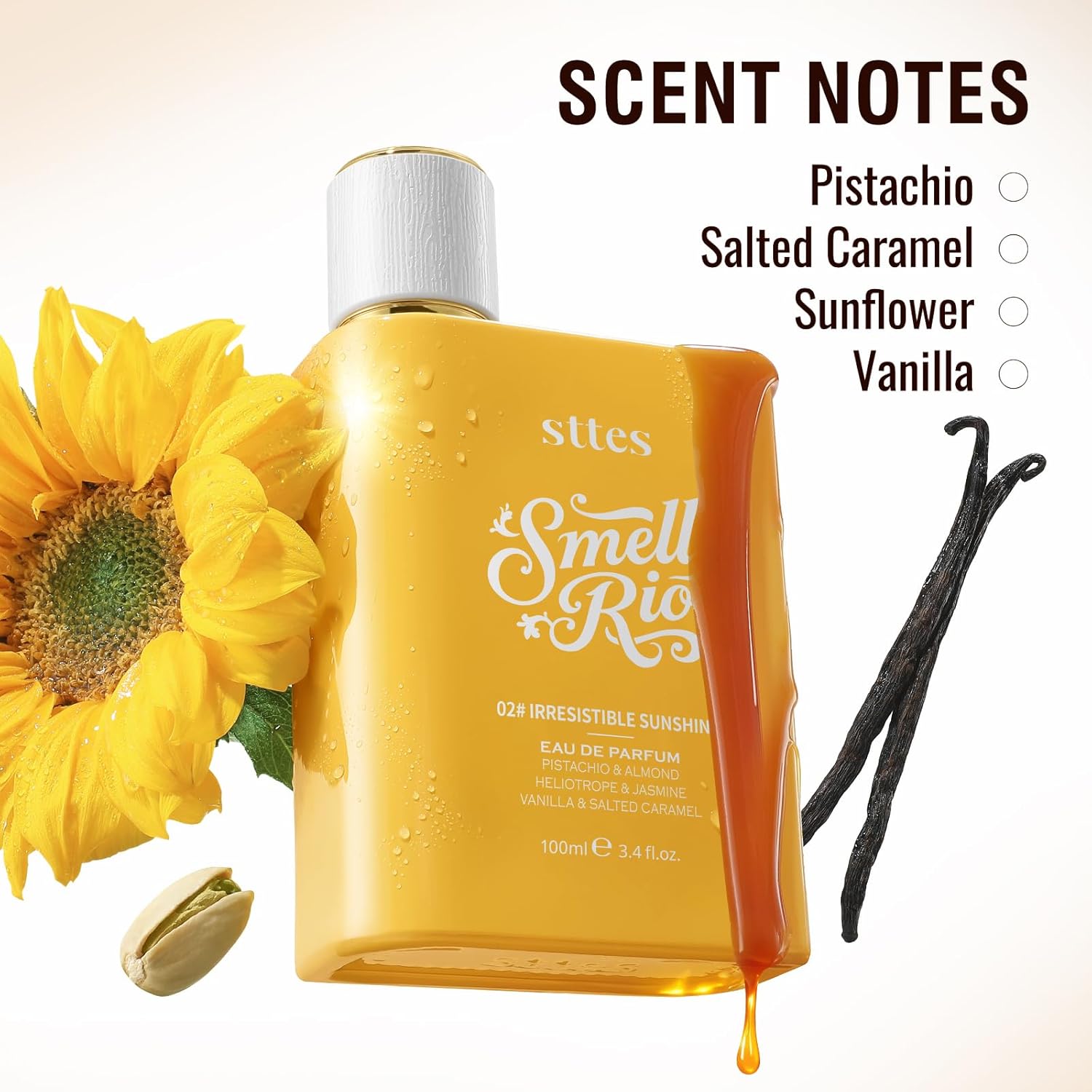 Sttes Perfume 602# (Irresistible Sunshine) - Eau de Parfum 100 ml (3.4 fl oz) Vanilla Gourmet Tune (Caramel Vanilla Flavor)