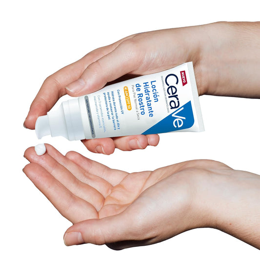 CeraVe, Loción Hidratante de Rostro SPF 50, Para Piel Normal a Seca, Hidratación y Alta Protección Contra los Rayos UVB/UVA, Enriquecida con Ceramidas, 52ml
