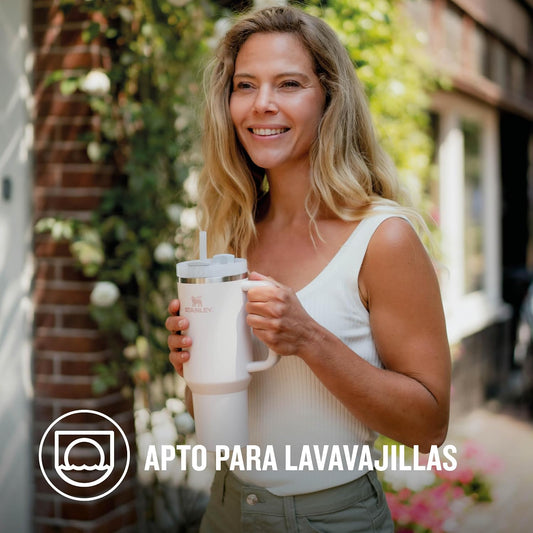 STANLEY Quencher H2.0 FlowState Tumbler 1.2L – Thermos Keeps Cold 11 Hours – Ice Cream for 48 Hours – Stainless Steel Water Bottle – Thermal Cup – BPA Free – Rose Quartz