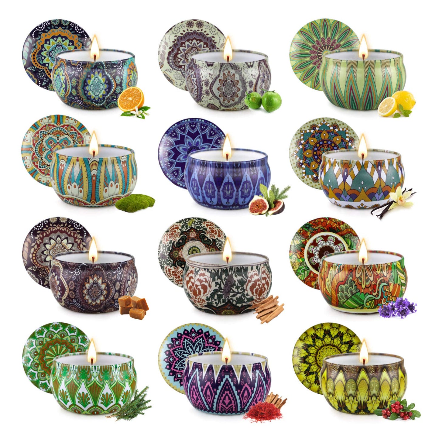 Scented Candles Gift for Women, 9 Pack Decorative Scented Scented Candles, Soy Wax Natural Candle, 9 x 70 g Aromatherapy Candle Gift Set for Birthdays, Parties, Christmas, Friend and Mother