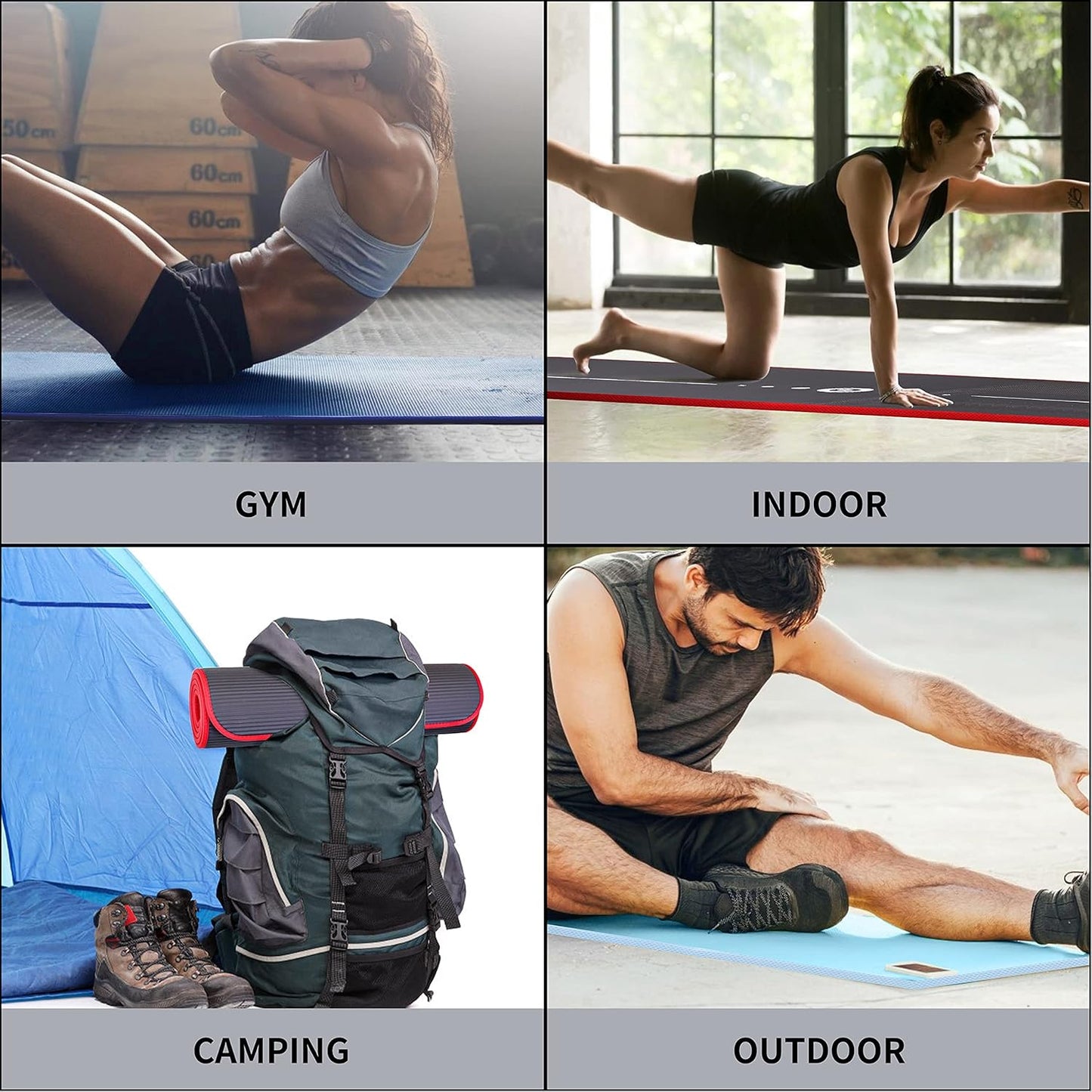 PROIRON Thick Yoga Mat 10/15 mm, Non-Slip Mat Sport Fitness, Yoga Mat for Pilates Exercises Fitness Gymnastics Stretches