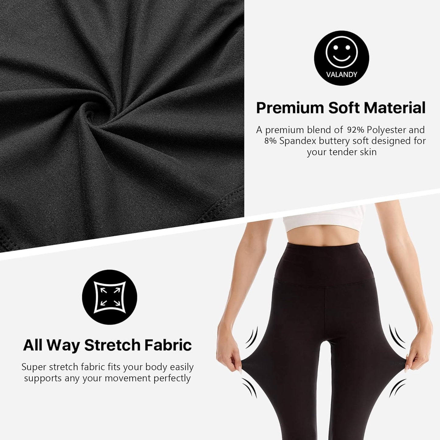 SINOPHANT Women's High Waist Sports Leggings, Opaque Tummy Control Leggings, Elastic Leggings, Women's Dress Leggings, Buttery Soft