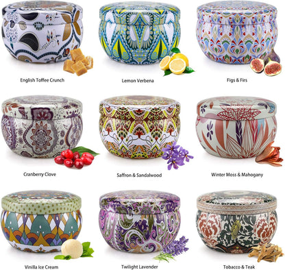 Scented Candles Gift for Women, 9 Pack Decorative Scented Scented Candles, Soy Wax Natural Candle, 9 x 70 g Aromatherapy Candle Gift Set for Birthdays, Parties, Christmas, Friend and Mother