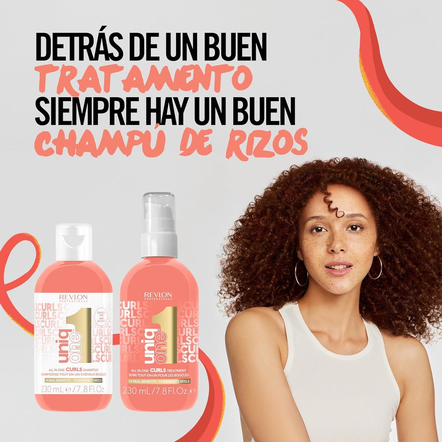 REVLON PROFESSIONAL UniqOne All in One Curls, Nourishing Shampoo for Curls, Moisturizes and Defines Curly or Wavy Hair, Hair Care with Anti-Frizz Effect and Vegan Formula, 230 ml