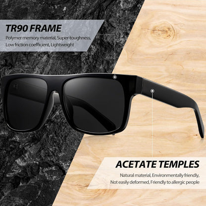 Joopin Acetate Men's Sunglasses Polarized Square Classic Modern UV400 Protection Sports for Driving Cycling Fishing