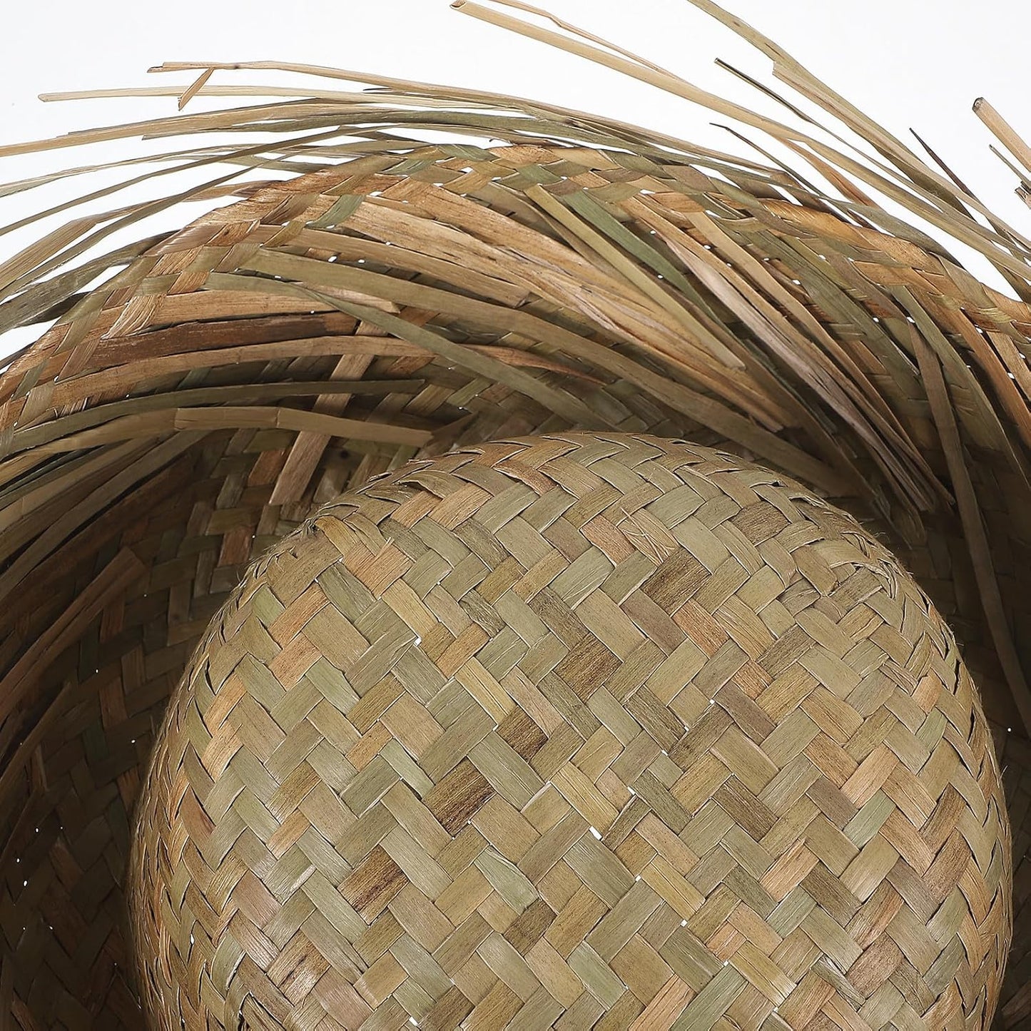 Hawaiian Style Hand Straw Hat for Beach, Tropical Party and Mexican Events Lightweight and Breathable Design Original Size