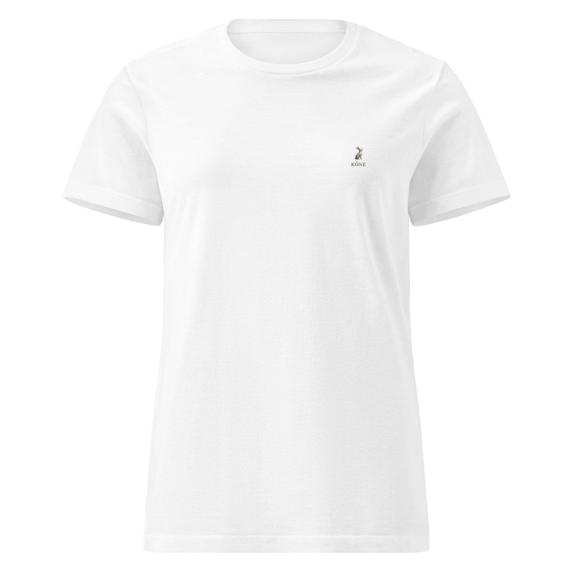 Camiseta básica KÖNE mujer blanca 100% algodón, corte semiajustado favorecedor