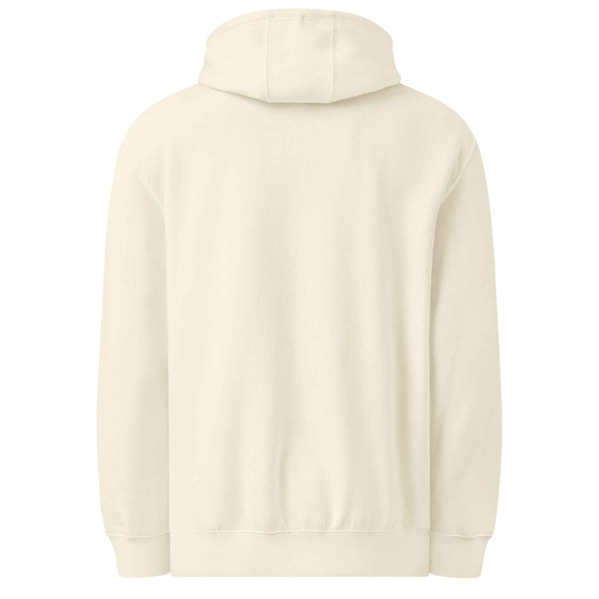 Vista trasera de la sudadera KÖNE premium con cuello alto y textura suave.