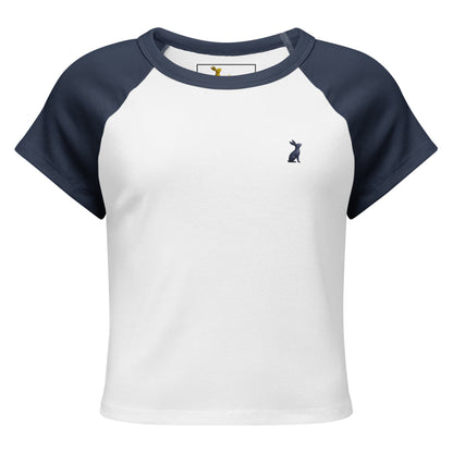 Camiseta raglán KÖNE navy y blanca 100% algodón estilo baby tee con logo