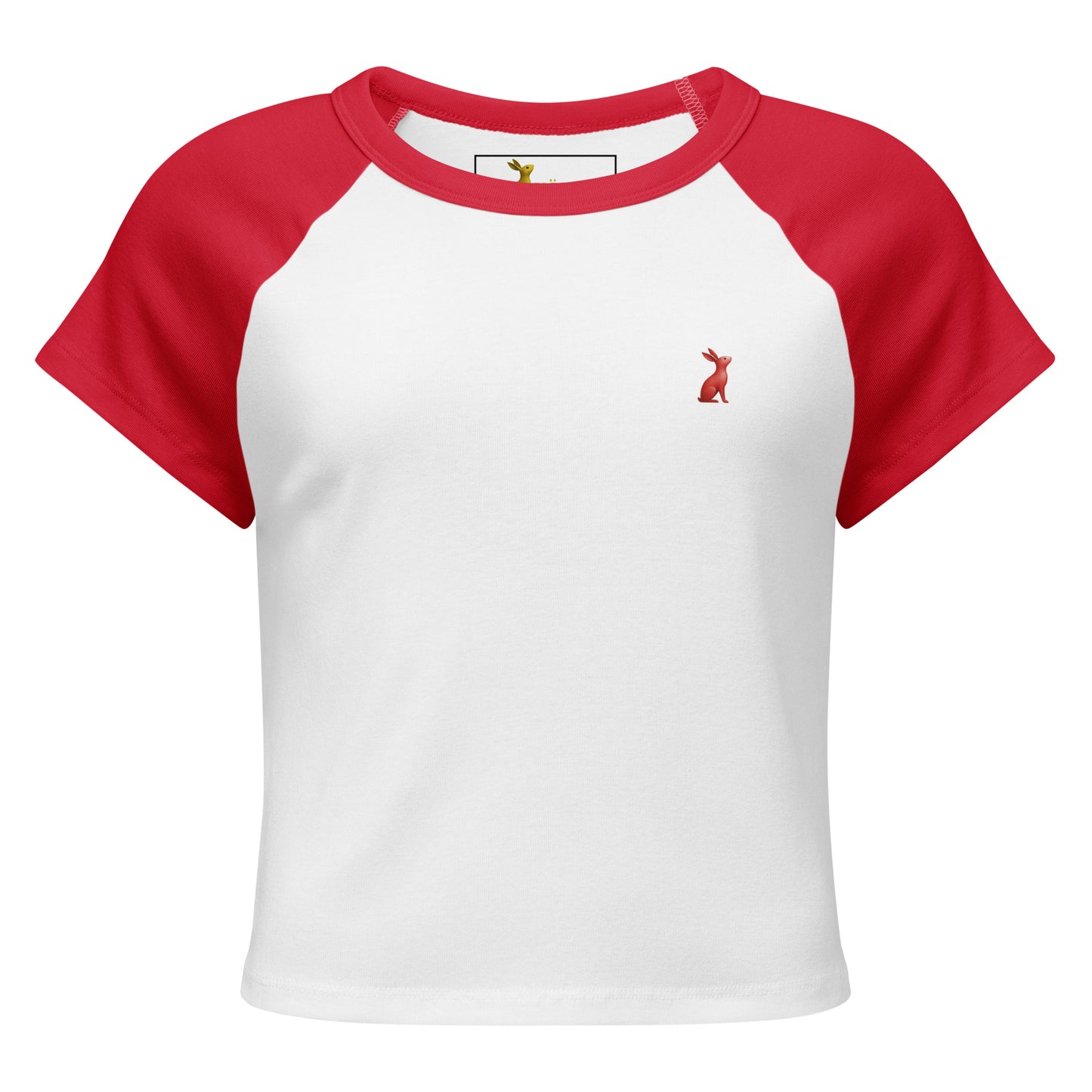 Camiseta raglán KÖNE roja y blanca 100% algodón estilo baby tee con logo